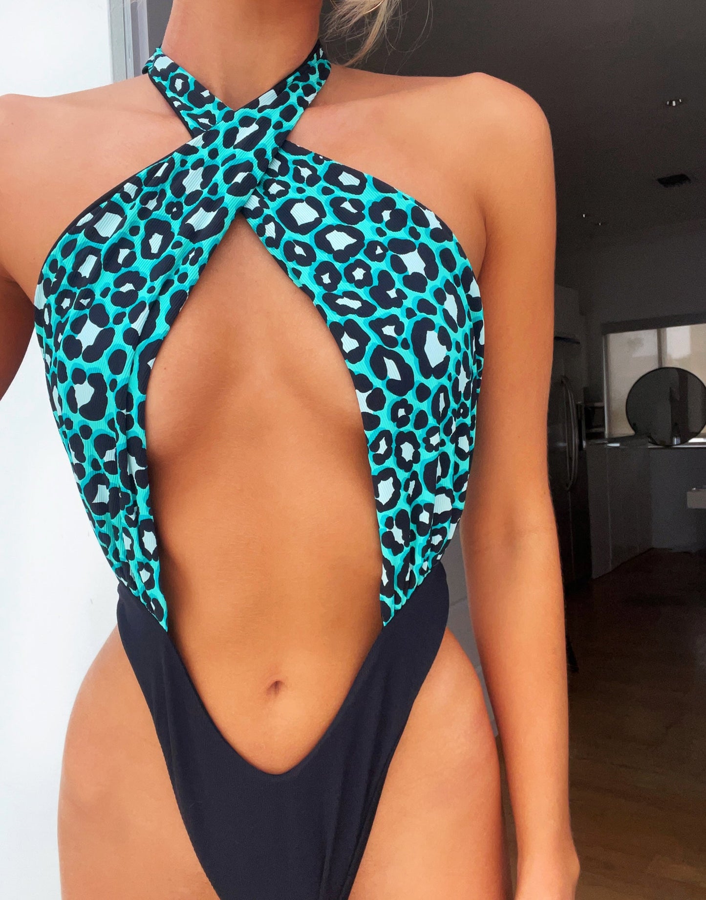 Lex Monokini - Teal Leopard